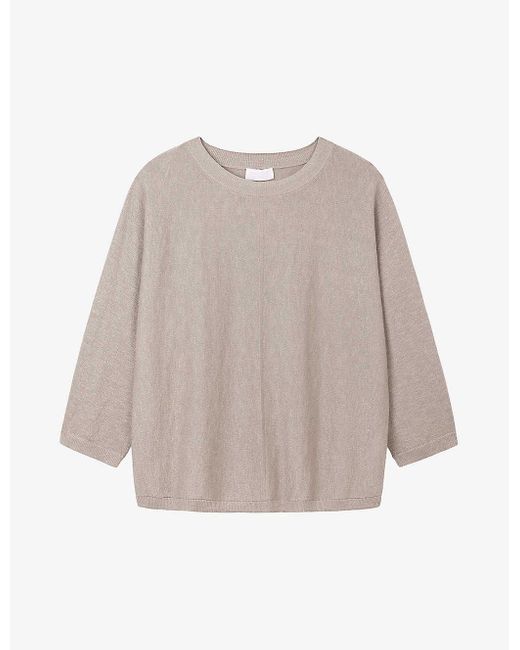 The White Company Natural Relaxed-fit Knitted Cotton-blend Jumper