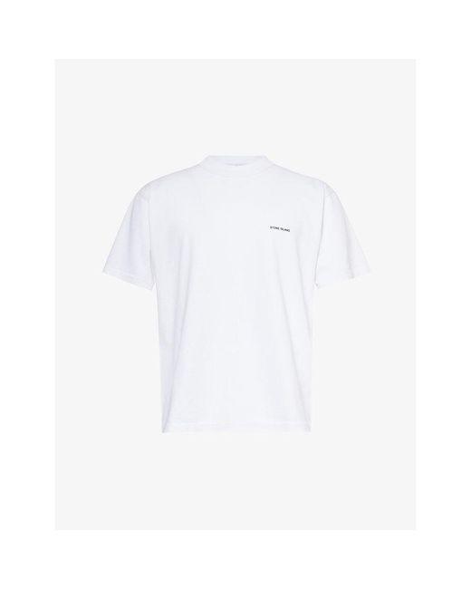 Stone Island White Brand-print Boxy-fit Cotton-jersey T-shirt for men