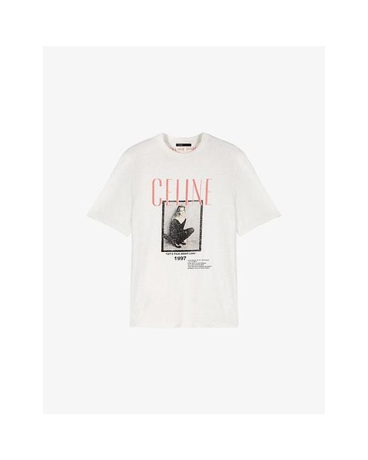 Maje White X Celine Dion Printed Cotton T-Shirt
