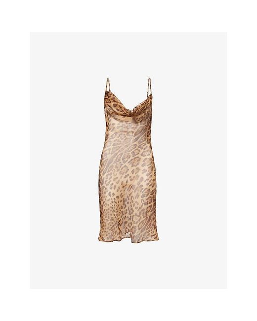 Rat & Boa Natural Valentina Leopard Silk Mini Dress