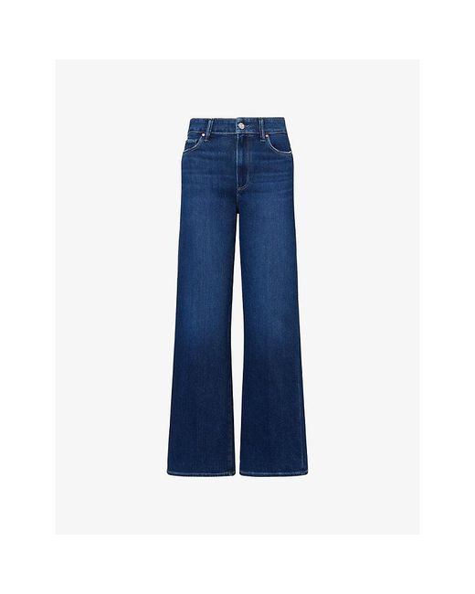 PAIGE Blue Anessa Wide-Leg Stretch-Denim Blend Jeans