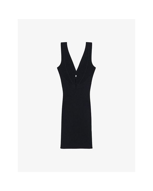 IRO Black Nauria Cut-out Stretch-woven Mini Dress