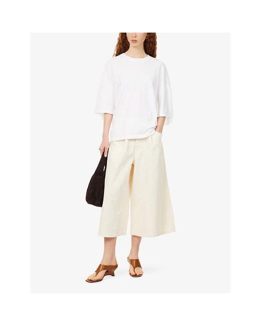 Agolde Natural 80's Wide-Leg Gaucho Denim Shorts