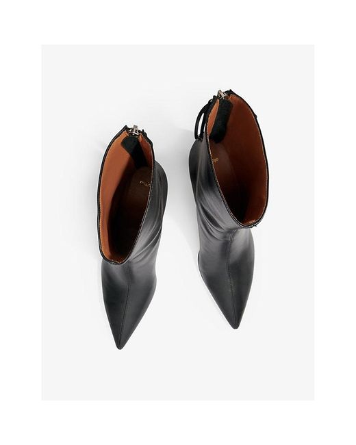 Maje Black Clover-embellished Kitten-heel Leather Ankle Boots