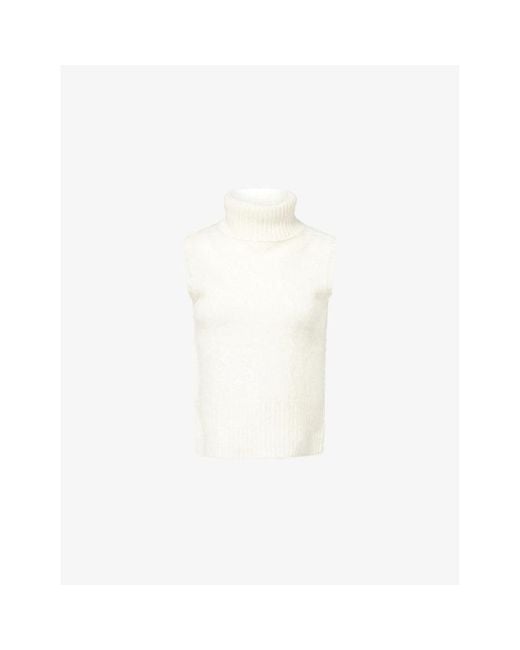 Veronica Beard White Mazzy Turtleneck Cashmere Top