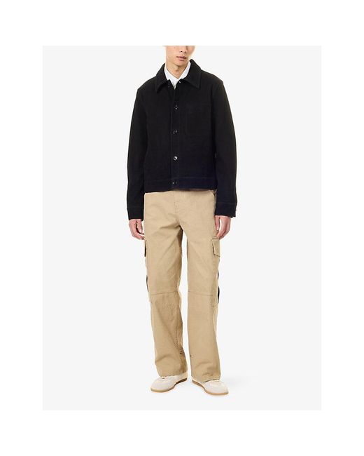 AMI Black Embossed Adc Suede Jacket for men
