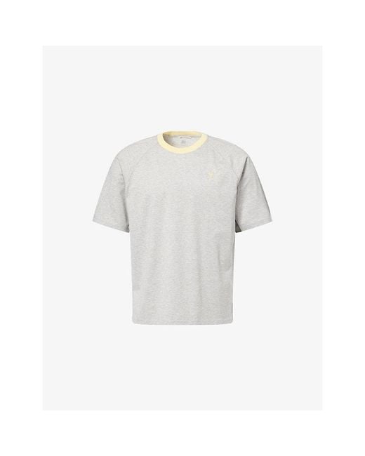 AMI White Ami De Coeur Embroidered Logo Cotton-Jersey T-Shirt for men
