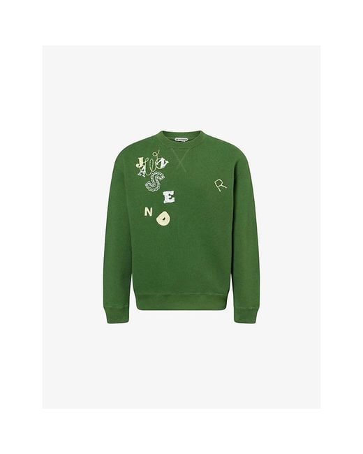 J.W. Anderson Green Scattered Letters Crew-Neck Cotton Sweater for men