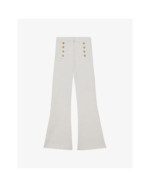 Reiss White Athena Flared Stretch-Denim Jeans