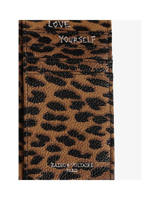 Zadig & Voltaire Black Zv Leopard Leather Card Holder