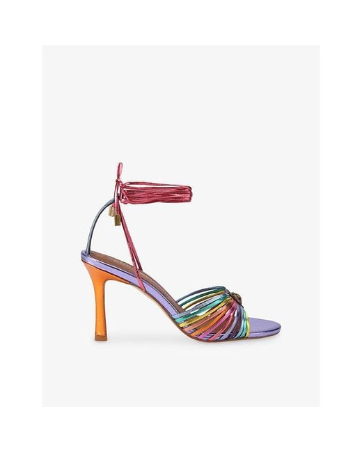 Kurt Geiger White Tie Multi-Strap Heeled Leather Sandals
