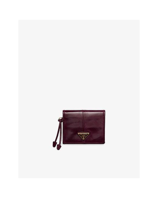 Prada Purple Triangle-Plaque Small Leather Wallet