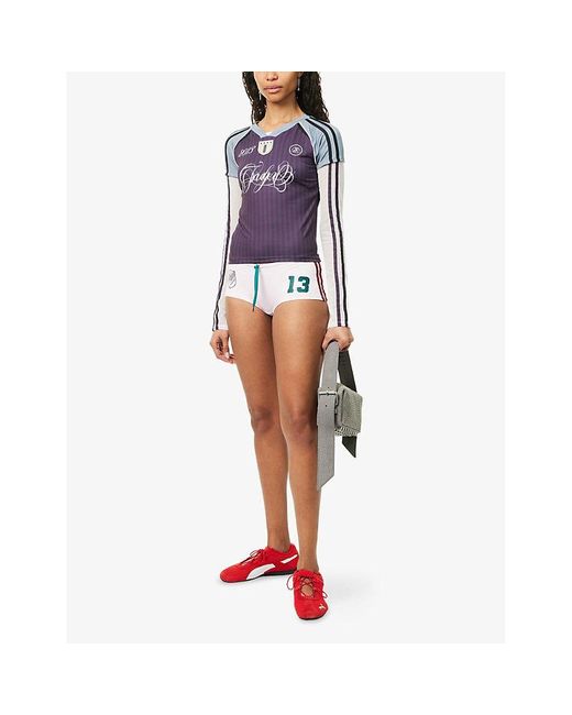 Jaded London White No.13 Football Stretch-Jersey Mini Shorts
