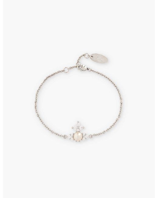 Vivienne Westwood Feodora Brass And Cubic Zirconia Bracelet
