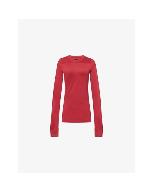 Rick Owens Red Girder Long-Sleeves Cotton-Jersey T-Shirt