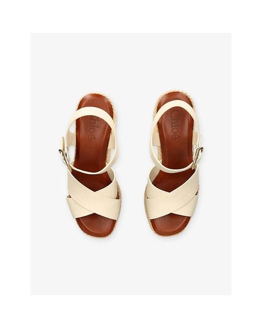 Chloé Natural Sand Wedge Leather Sandals