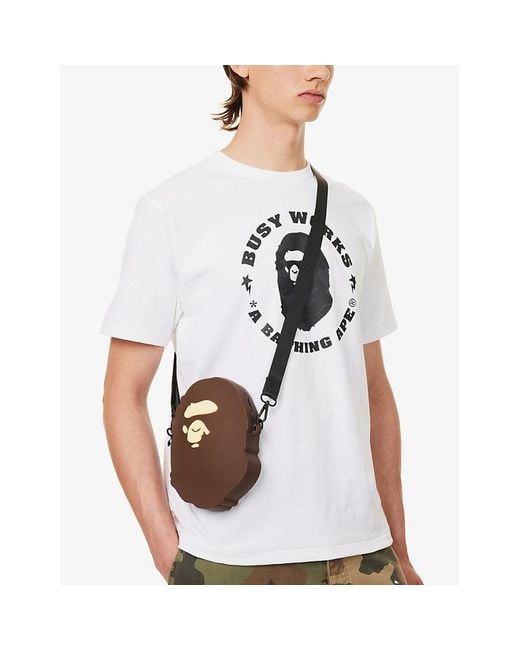 A Bathing Ape White Ape Head Silicone Shoulder Bag for men