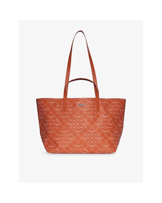 Zadig & Voltaire Red Logo-Print Coated-Canvas Xl Shopper