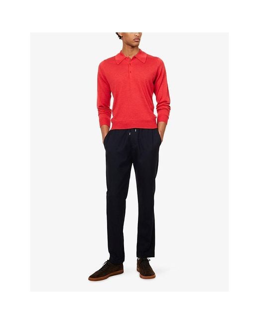 John Smedley Red X Bill Nighy Cashmere And Silk-Blend Polo T-Shirt for men