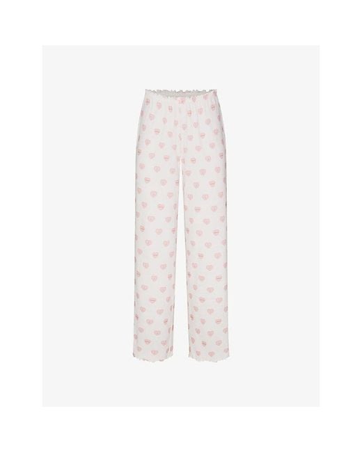 Skims White Pointelle Straight-Leg Cotton-Jersey Pyjama Bottoms