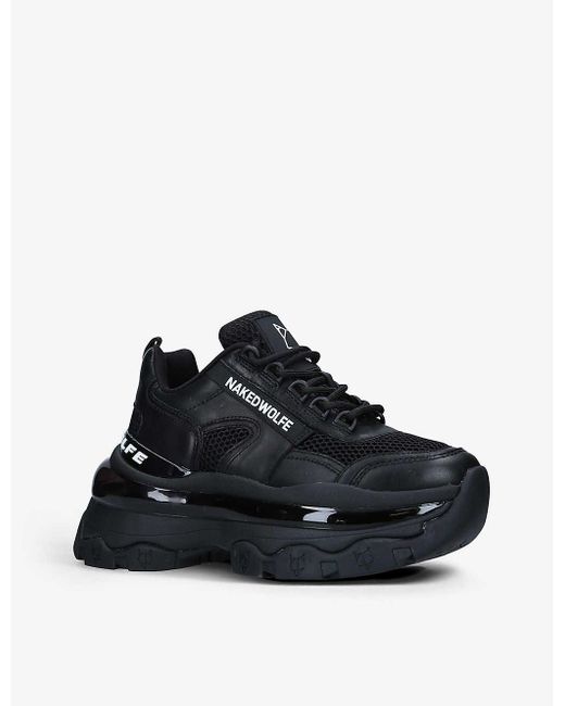 NakedWolfe FIERCE スニーカー Naked Wolfe Fierce Leather And Mesh Trainers in Black | Lyst