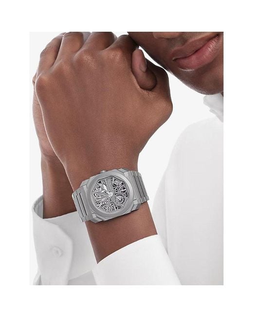 BVLGARI Gray Octo Finissimo Skeleton Manual Watch for men