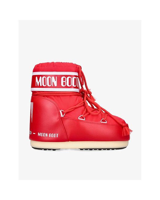 Moon Boot Red Icon Low 2 Lace-up Nylon Ankle Snow Boots