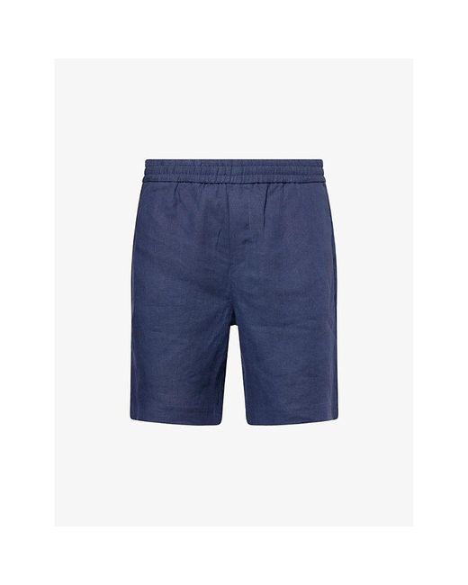 Sunspel Blue Drawstring Relaxed-Fit Linen Shorts for men