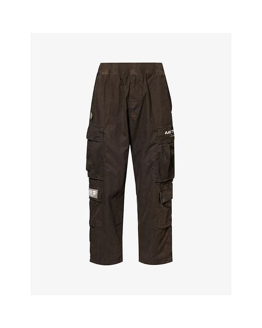 Aape Black Tapered-leg Mid-rise Cotton-blend Trousers for men
