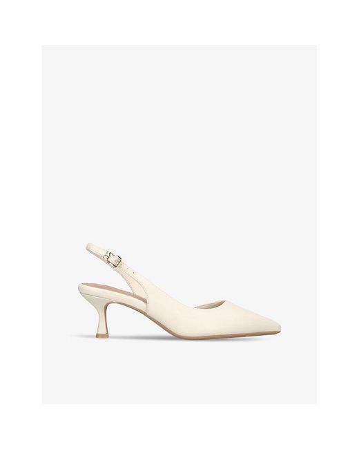 KG by Kurt Geiger White Aria Kitten-Heel Faux-Leather Court Shoes