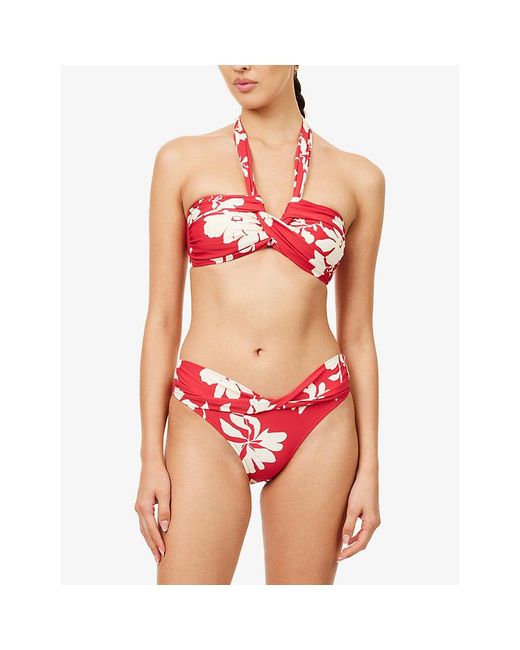 Seafolly Red Mayflower Halterneck Bandeau Bikini Top