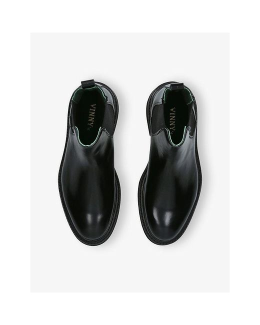 VINNY'S Black Officer Leather Chelsea Boots for men