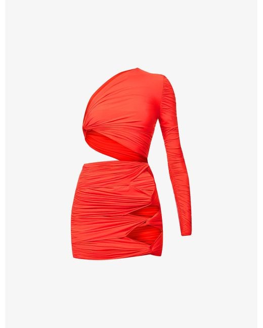 Alex Perry Orange Keats Cut-out Stretch-woven Mini Dress