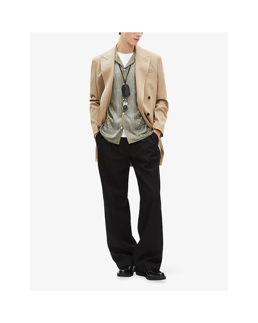The Kooples Natural Peak-Lapel Double-Breasted Cotton Jacket for men