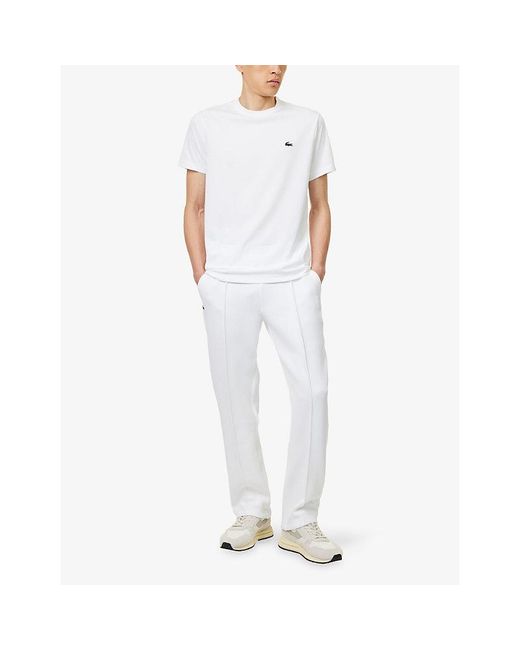 Lacoste White Graphic-Print Cotton T-Shirt for men