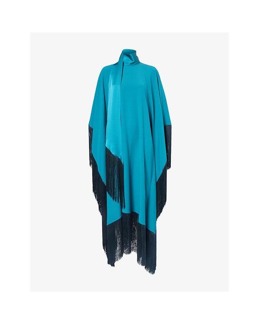 Taller Marmo Blue Mrs Ross Fringe-Trim Woven Kaftan