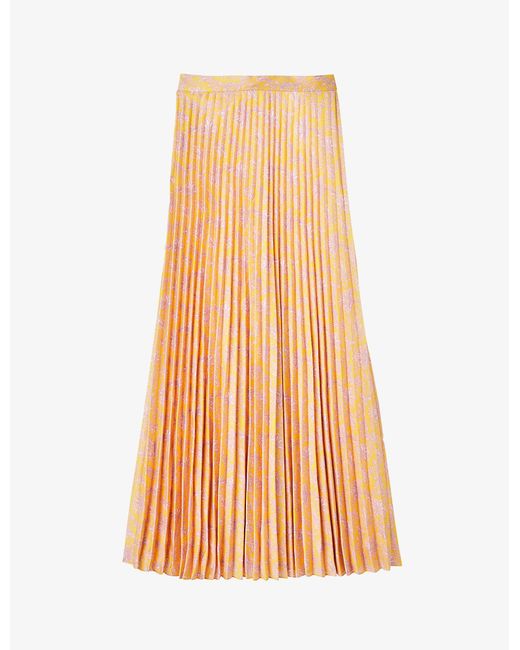 Sandro Synthetic Flora Pleated High-rise Jersey Midi Skirt | Lyst Canada
