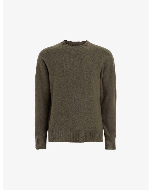 AllSaints Green Luka Crew-neck Regular-fit Stretch Recycled-polyester Jumper for men