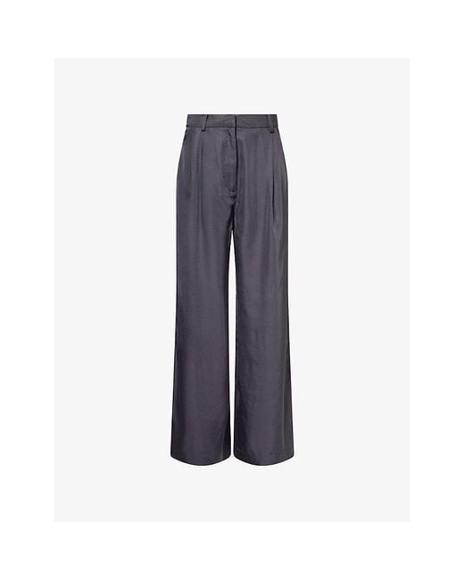 Frankie Shop Blue Marfa Wide-Leg Woven Trousers