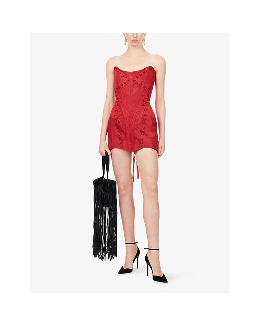 Dilara Findikoglu Red Searching For Me Corset Silk-Faille Mini Dress