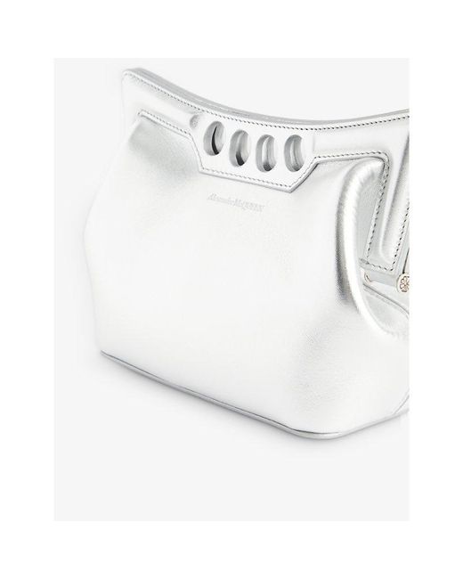 Alexander McQueen White The Peak Mini Leather Shoulder Bag