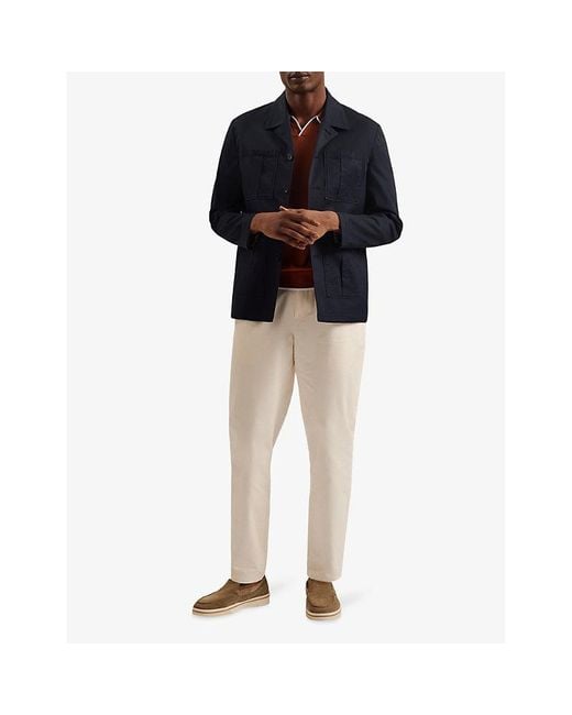 Ted Baker Blue Vy Bathley Patch-pocket Tailored Stretch-cotton Safari Jacket for men