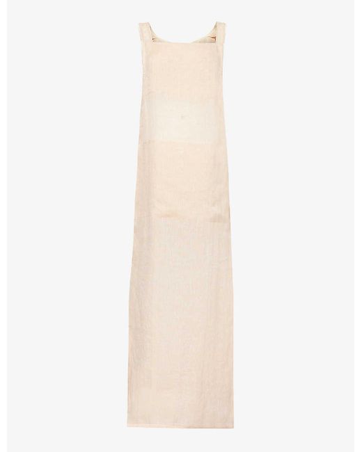 LeKasha White Round-neck Relaxed-fit Linen Maxi Dress