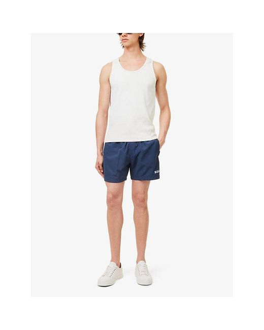 Boss Blue Vy Logo-print Regular-fit Recycled-polyester Swim Shorts X for men