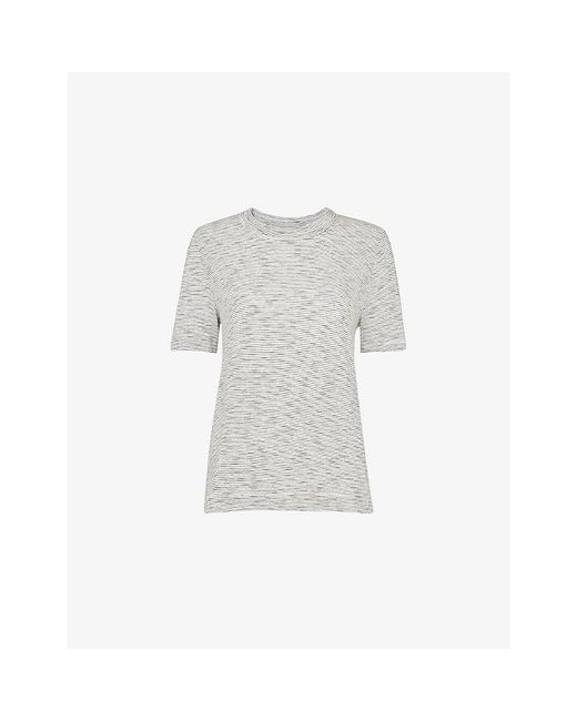 Whistles White Rosa Double-Trim Regular-Fit Striped Cotton T-Shirt
