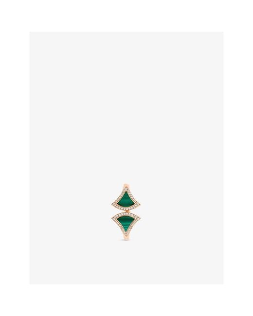 BVLGARI White Divas' Dream 18Ct, Malachite, And 0.17Ct Round Brilliant-Cut Diamond Ring