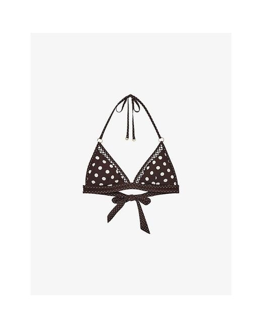 Reiss White Hennel Polka-Dot Bikini Top