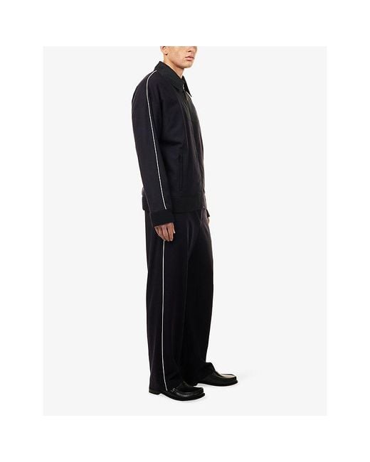 Loewe Blue Drawstring Straight-Leg Wool Trousers for men
