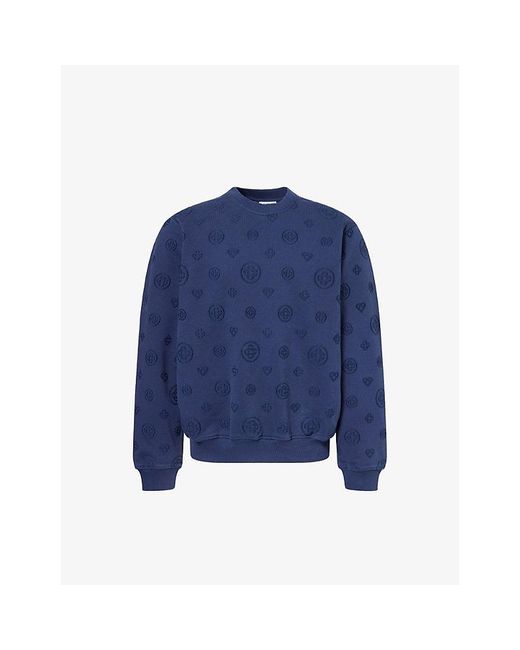 Casablanca Blue Appliqué Logo Cotton Sweatshirt for men