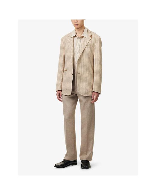 Dunhill Natural Houndstooth Single-Breasted Wool Jacket for men